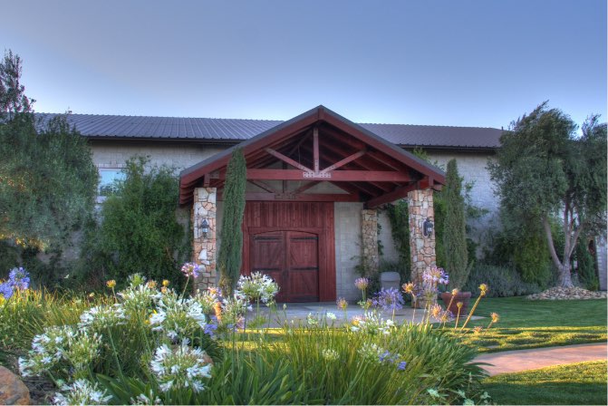 The grand entrance to Calcareous Vineyard Wine Tasting Room in Paso Robles