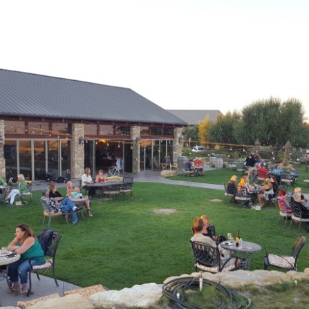 Wine tasting on the grass outside Calcareous Vineyard Winery in Paso Robles