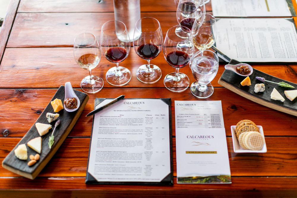 paso robles wines tasting menu