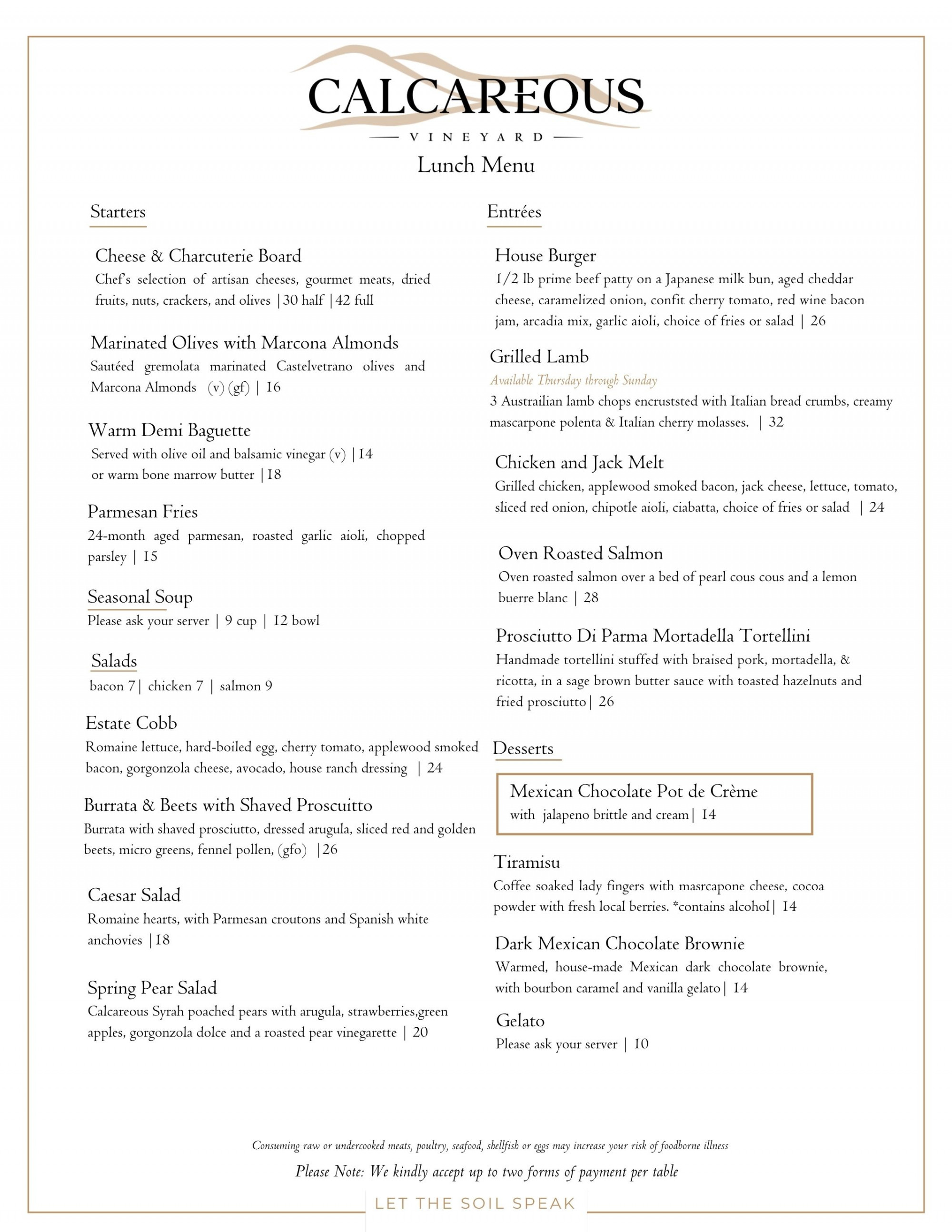 Seasonal Wine Pairing Menu