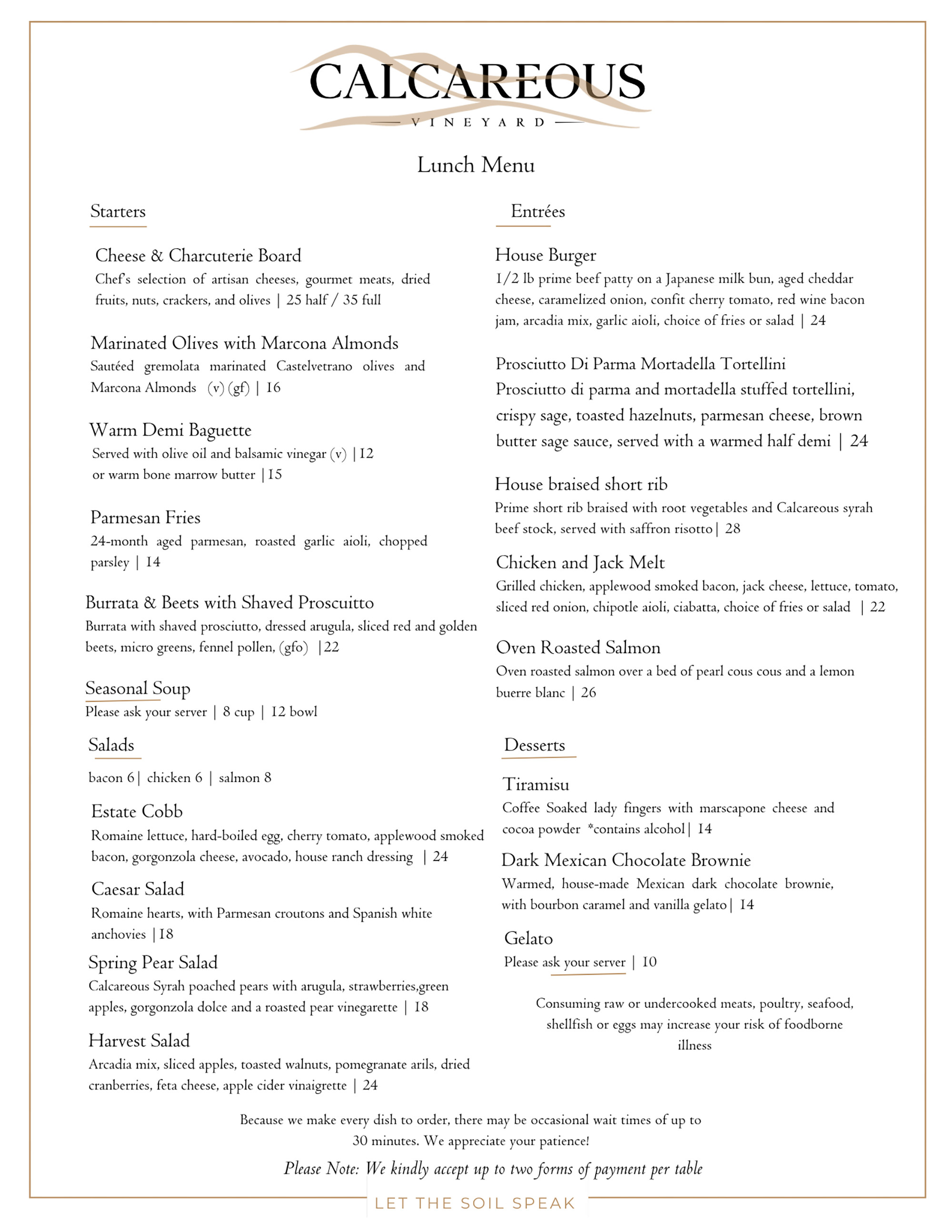 Seasonal Wine Pairing Menu