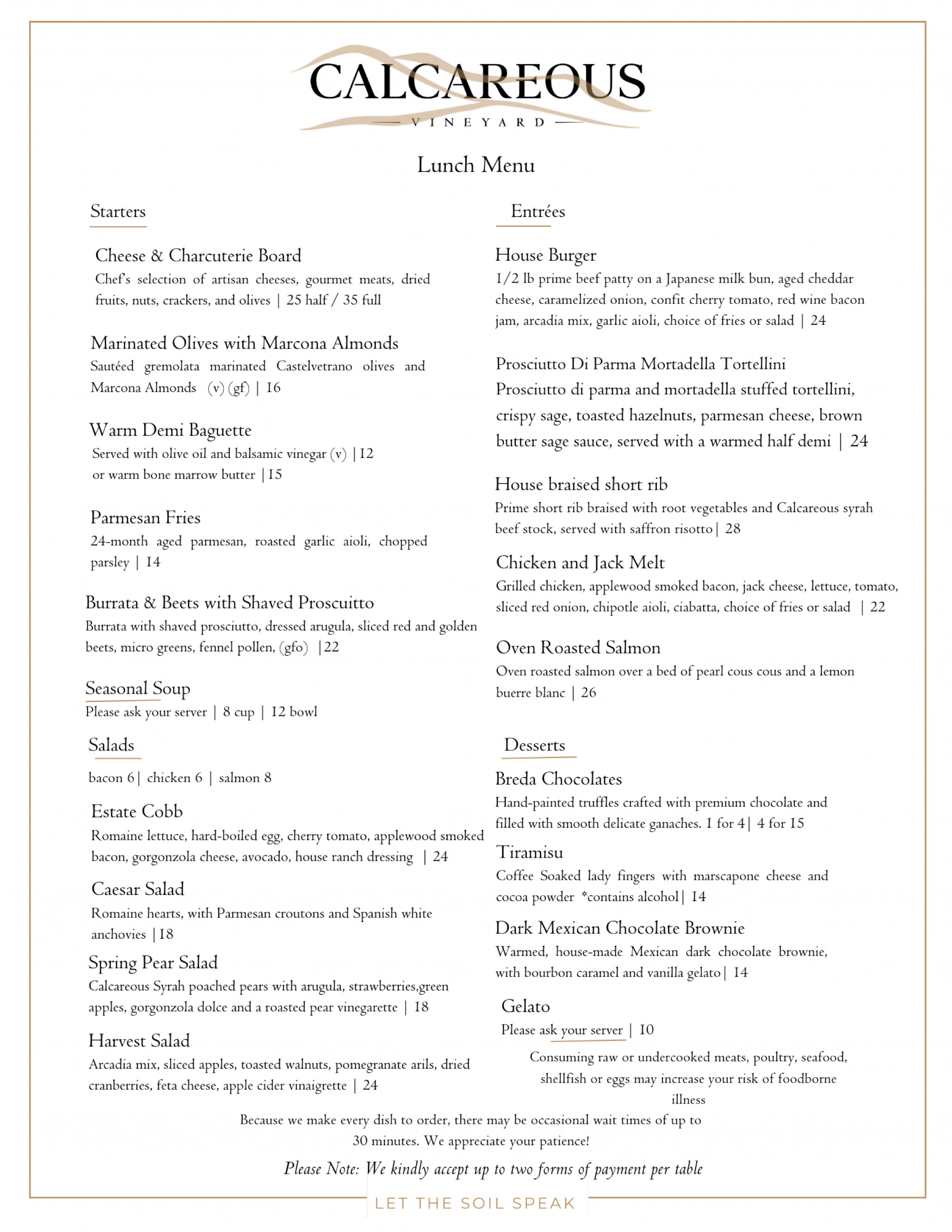 Seasonal Wine Pairing Menu