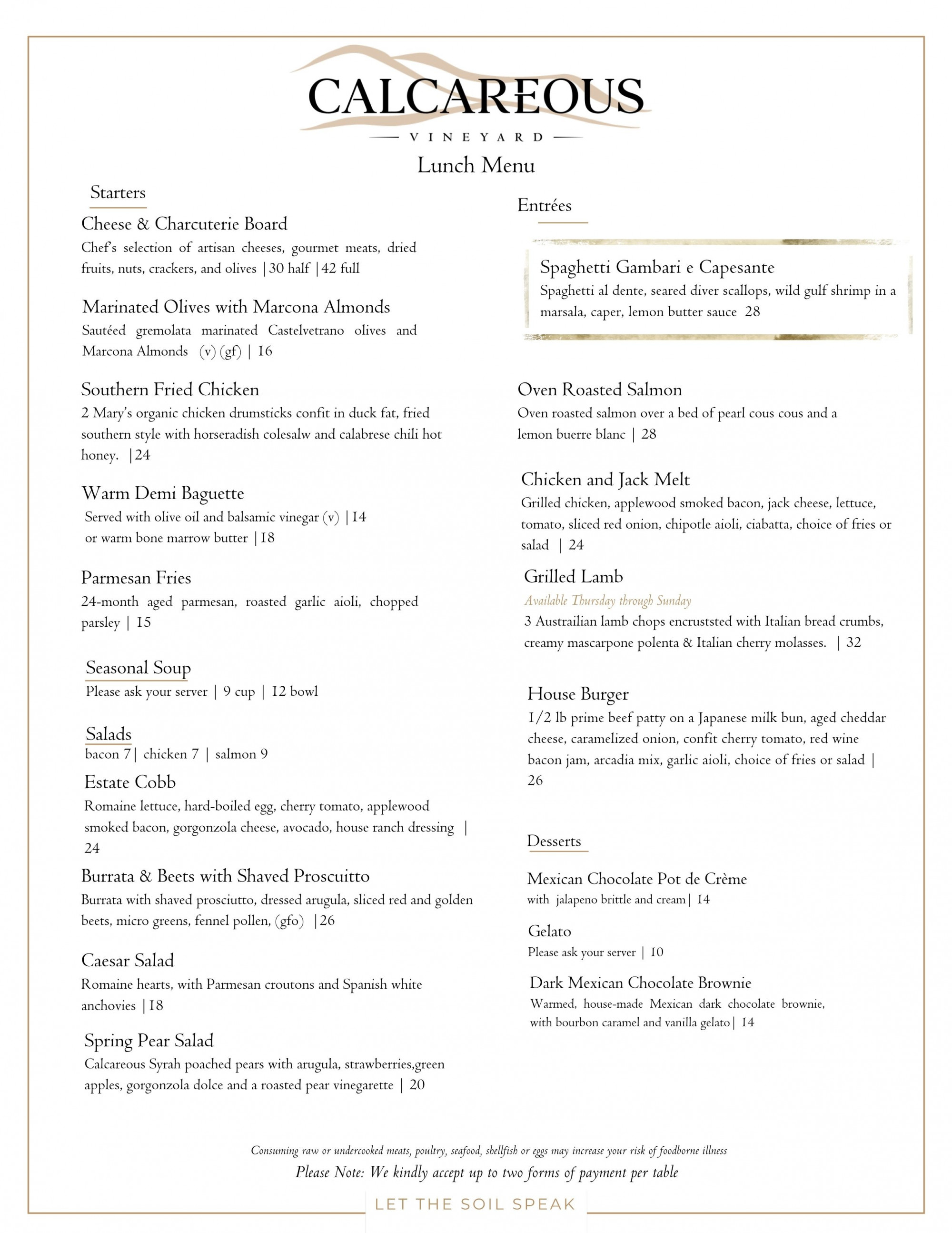 Seasonal Wine Pairing Menu